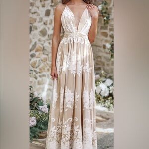 Dokotoo womens  dress v neck spaghetti strap embroidered backless size 1/2